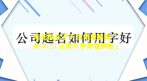 朱元璋儿子八字命理解释「朱 🦁 元璋八字命理解析」